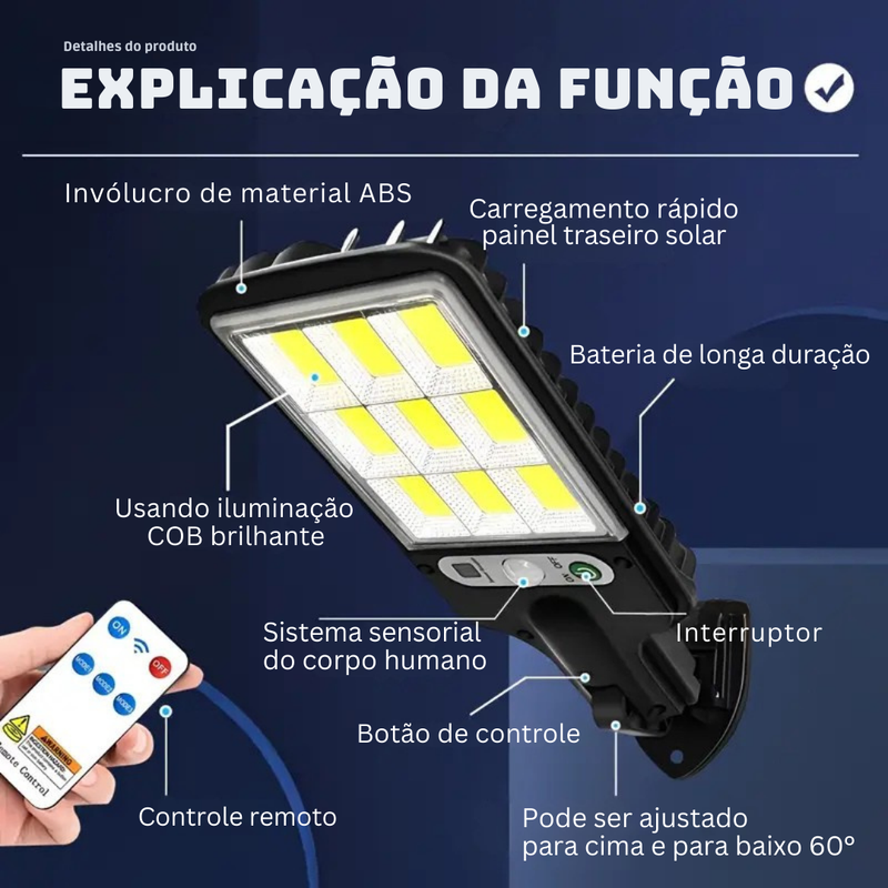 [Leve 3 Pague 2] Refletor Solar EcoLight Máxima Economia Até 70% de Energia + BRINDE: 1 Lanterna Multifuncional 5 em 1